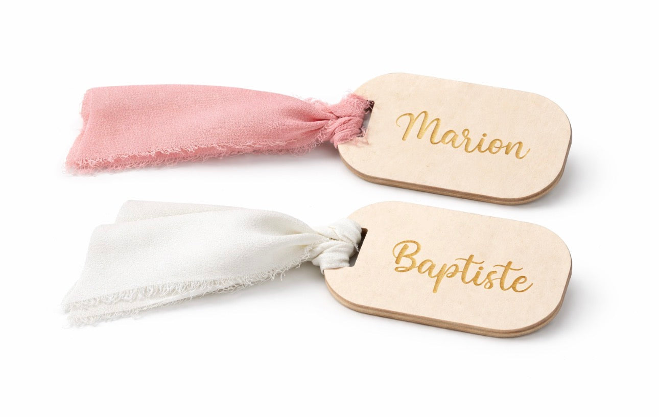 Marque place ruban mousseline