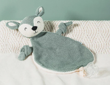 Doudou plat attache sucette bleu clair - JOLLEIN
