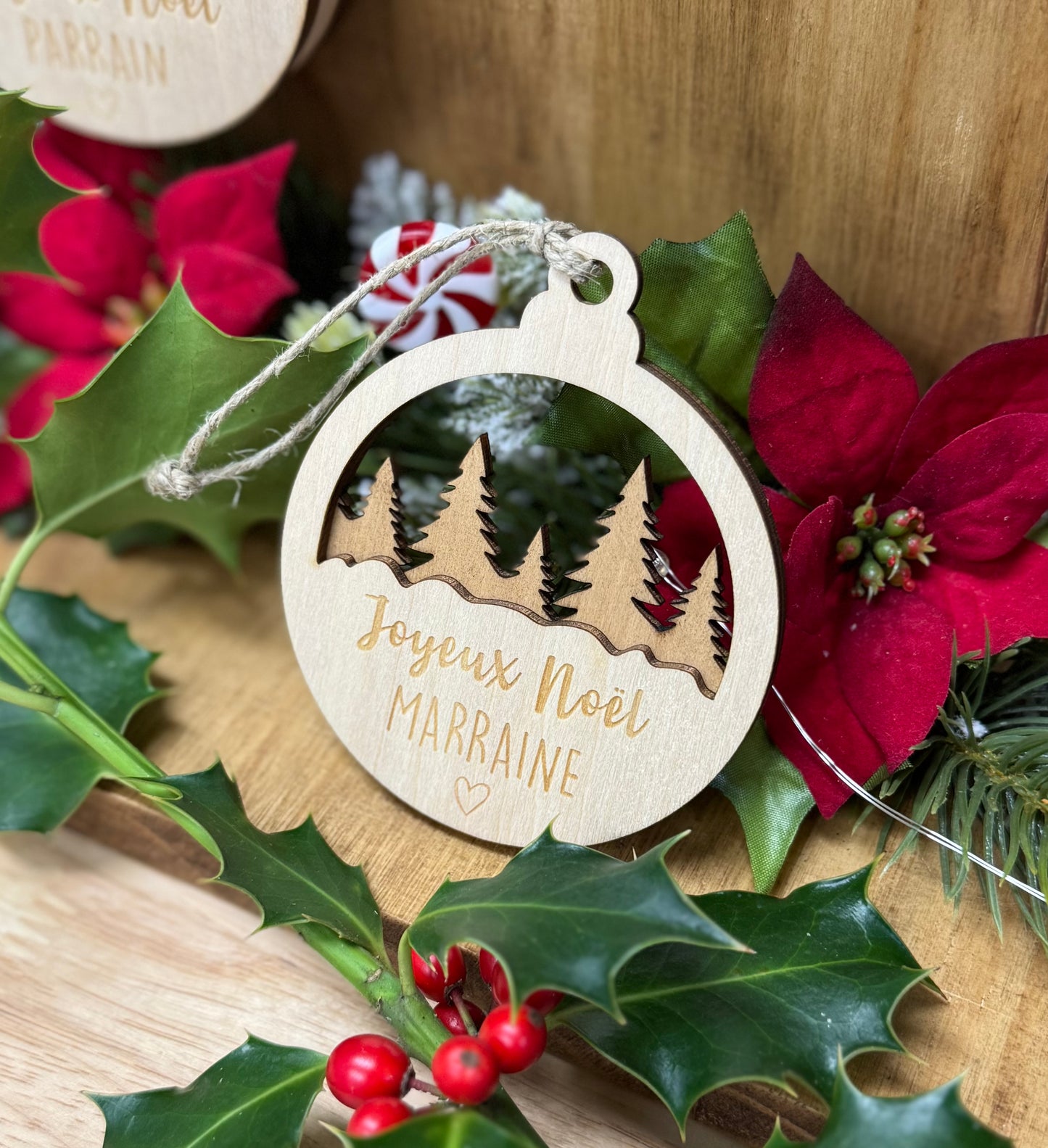 boule de noël à offrir pour son parrain ou sa marraine; Joyeux Noël PARRAIN ou MARRAINE