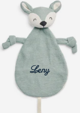 Doudou plat attache sucette bleu clair - JOLLEIN