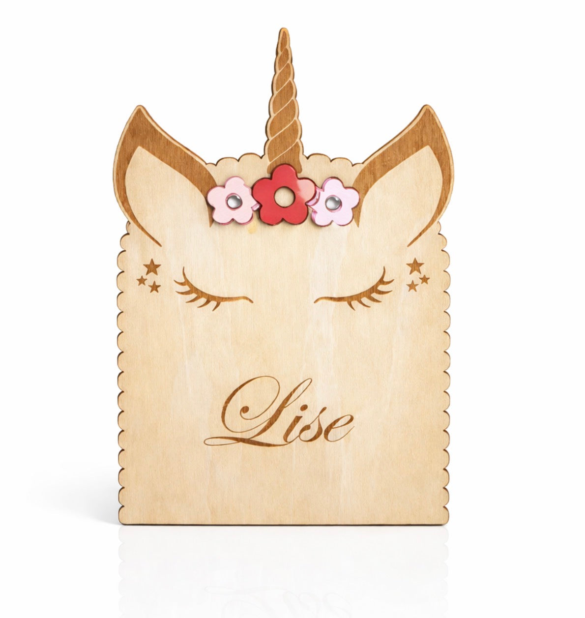 Tirelire en bois licorne