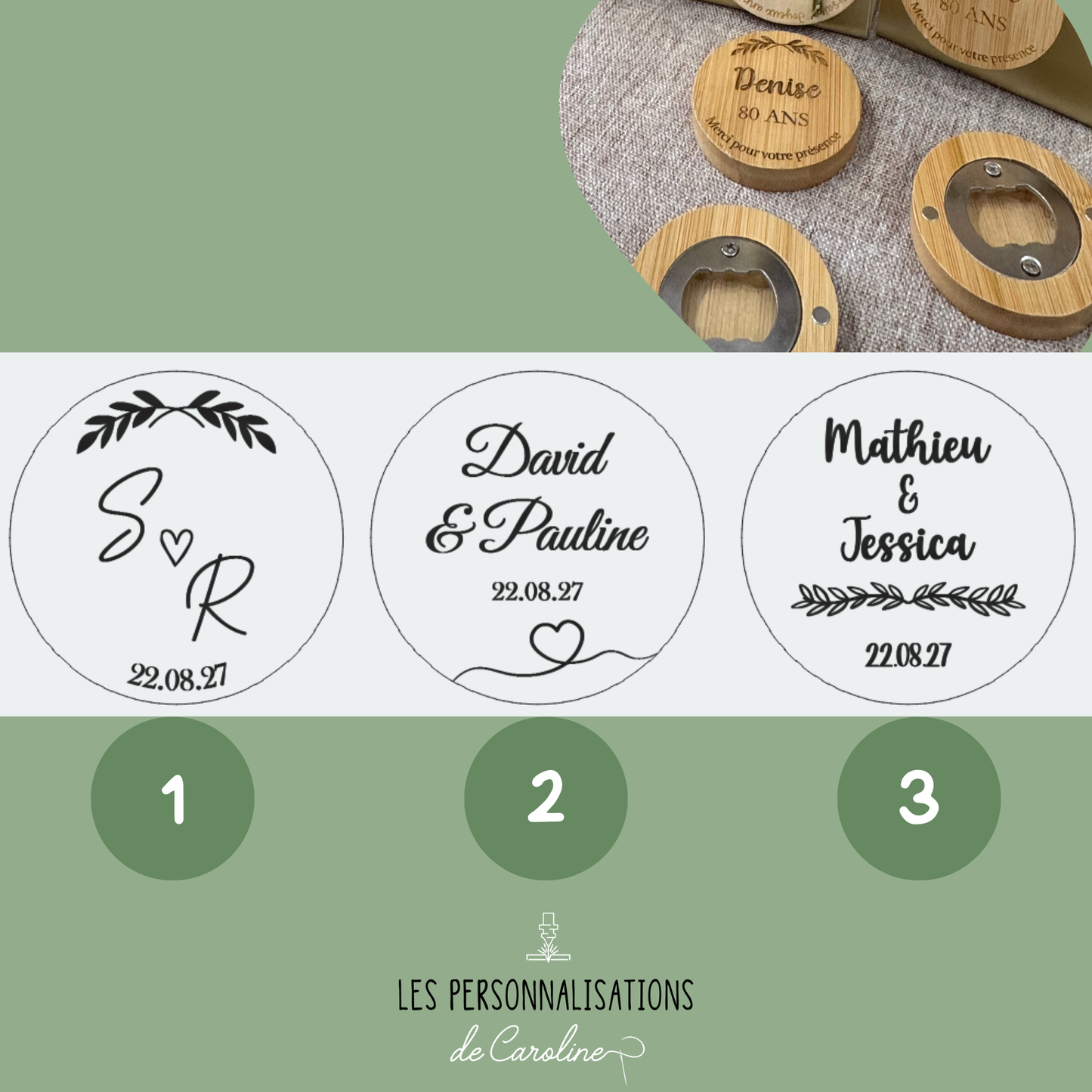 Décapsuleur aimanté rond en bois