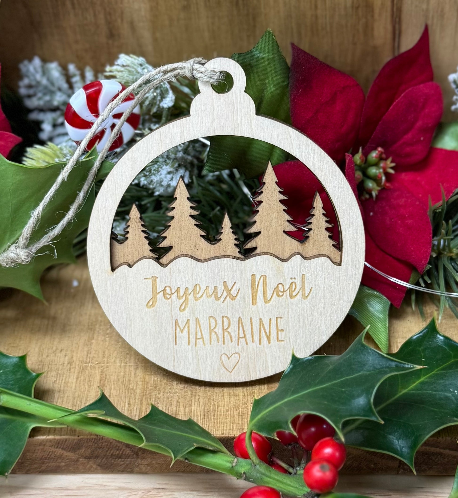 boule de noël à offrir pour son parrain ou sa marraine; Joyeux Noël PARRAIN ou MARRAINE